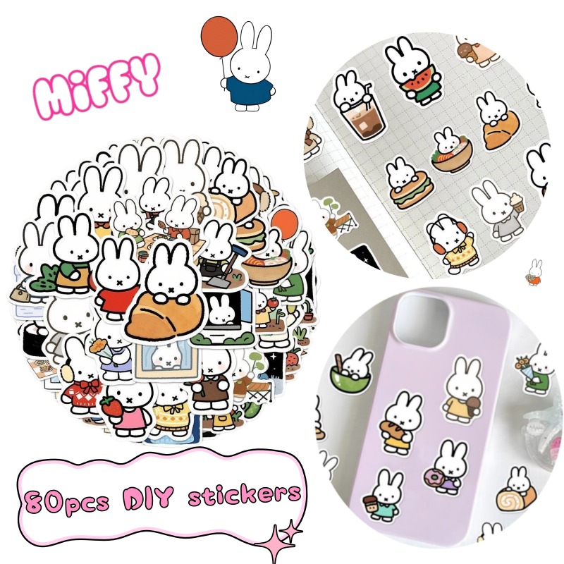 Diy Q - 미피 토끼 머리 스티커 높은 색상