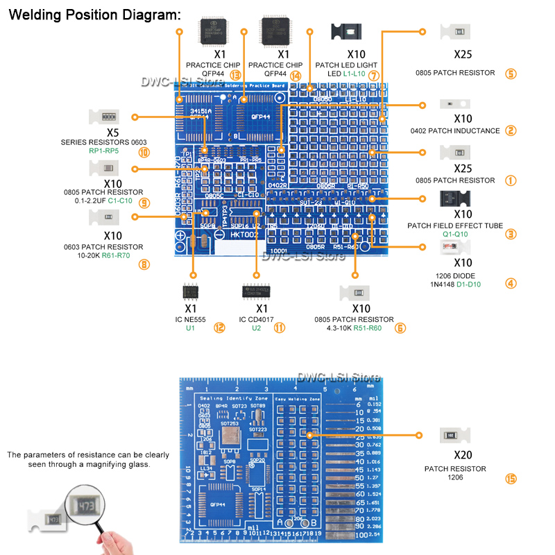 SMD 고급 풀 패치 용접 연습 보드, 전자 부품, S - Pcb Etching Kit 리뷰 및 가격