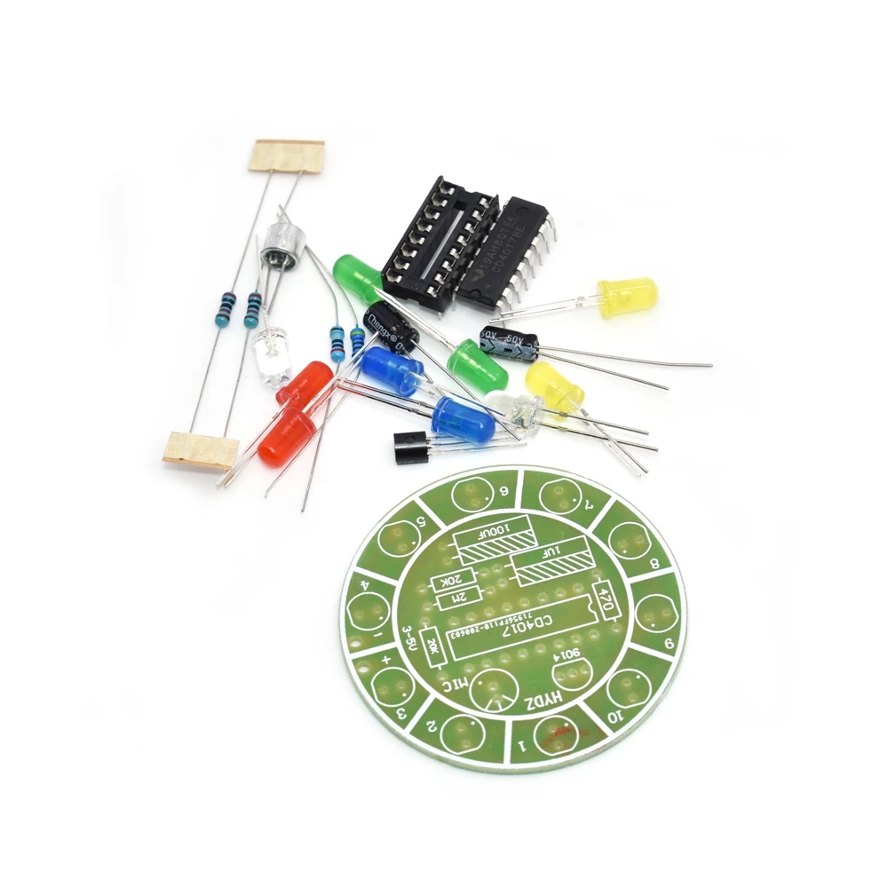 CD4017 다채로운 음성 제어 회전 LED 조명 키트 - Diy Electronics Components Kit 리뷰 및 가격