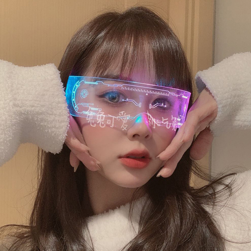 LED 빛나는 다채로운 선글라스 현대 펑크 고글 남자  - Diy Halloween Electronics 리뷰 및 가격