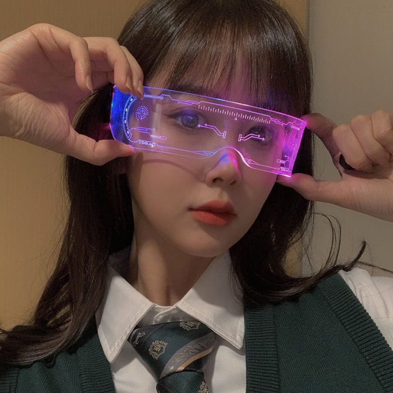 LED 빛나는 다채로운 선글라스 현대 펑크 고글 남자  - Diy Halloween Electronics 리뷰 및 가격