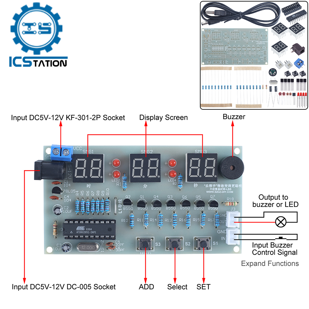 DIY 전자 키트 6Bit 빨간색 LED 알람 시계 카 - Diy Electronics Learning Kit 리뷰 및 가격