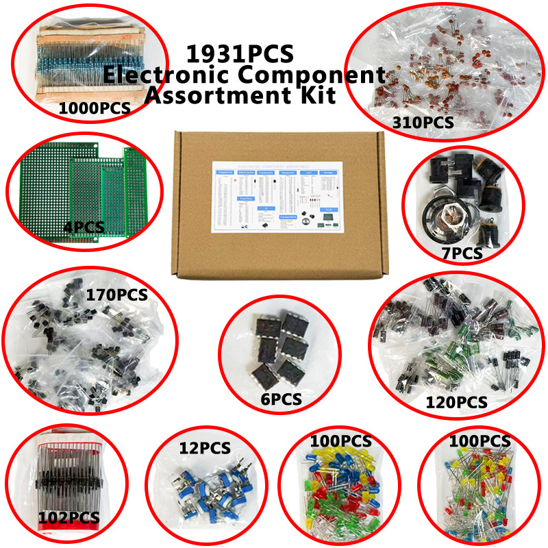 1900개 전자 부품 키트, 커패시터, 저항기, 트랜지 - Diy Electronics Components Kit 리뷰 및 가격