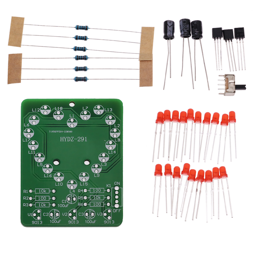 LED 심장 모양의 러닝 라이트 깜박이는 물 조명 키트 - Diy Electronics Learning Kit 리뷰 및 가격
